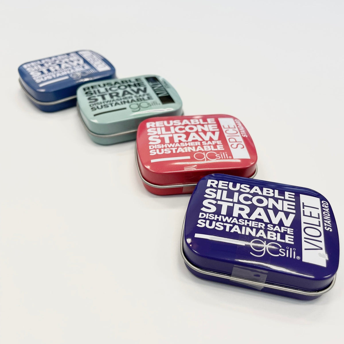 GoSili Cobalt & Mint Reusable Standard Straw Tins