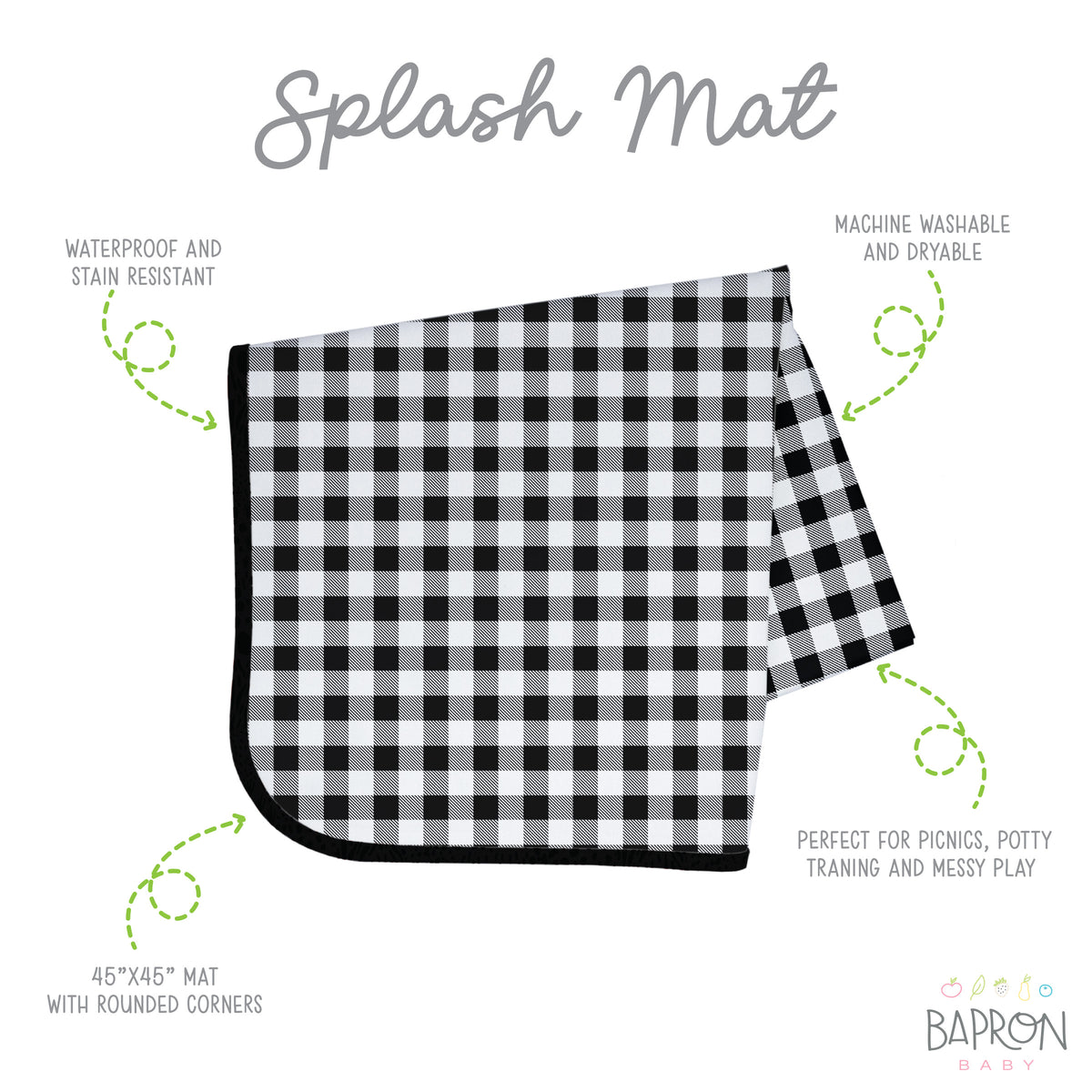 White Buffalo Plaid Splash Mat A Waterproof Catch-All for