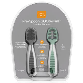 NumNum Pre-Spoon GOOtensil Silicone Spoon (2 Pack) - Gray & Green