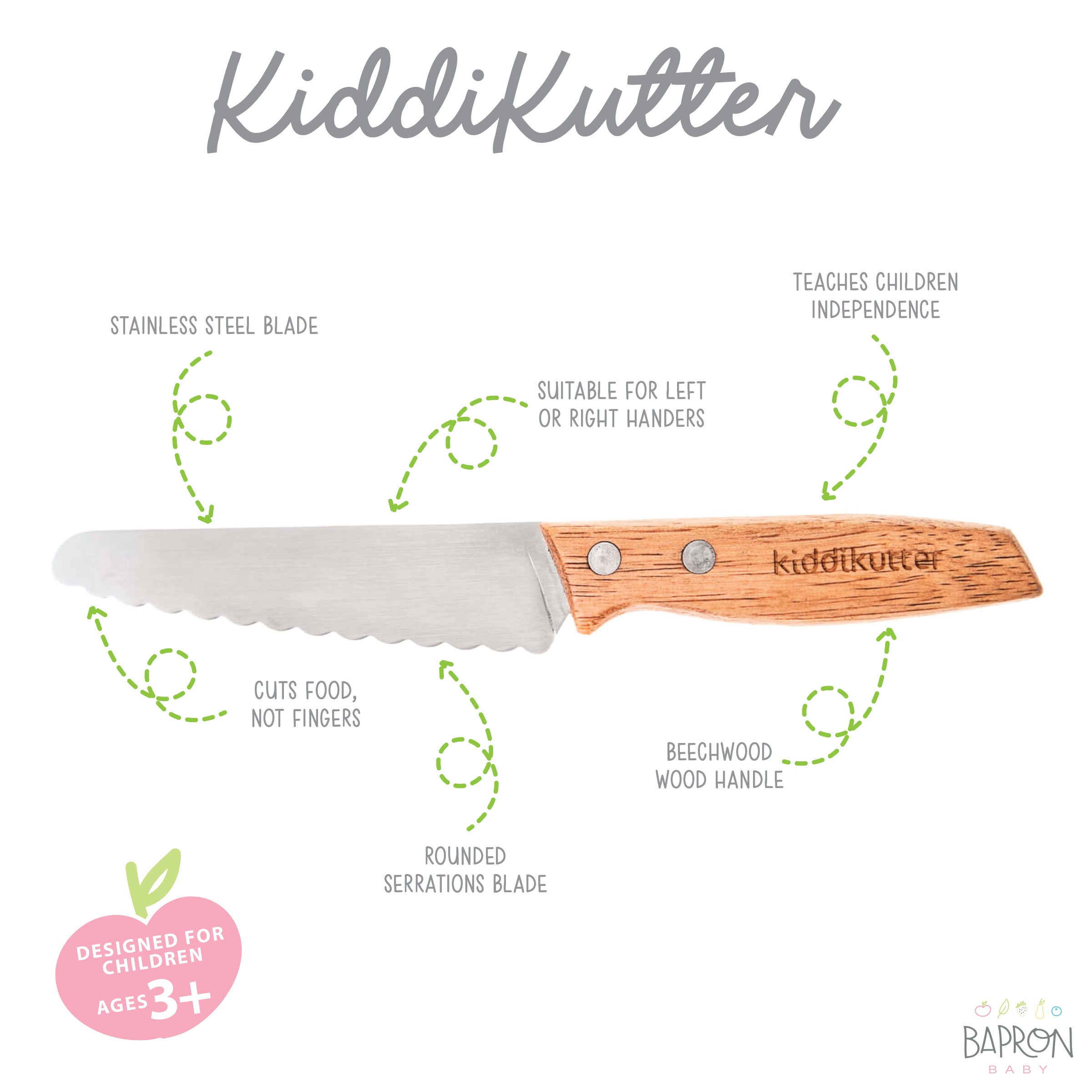 kiddi kutter Child Safe Knife | Stainless Steel Design | Rounded Edges That  Won't Cut Skin | Kid Friendly Training Knives | Special Wooden Edition