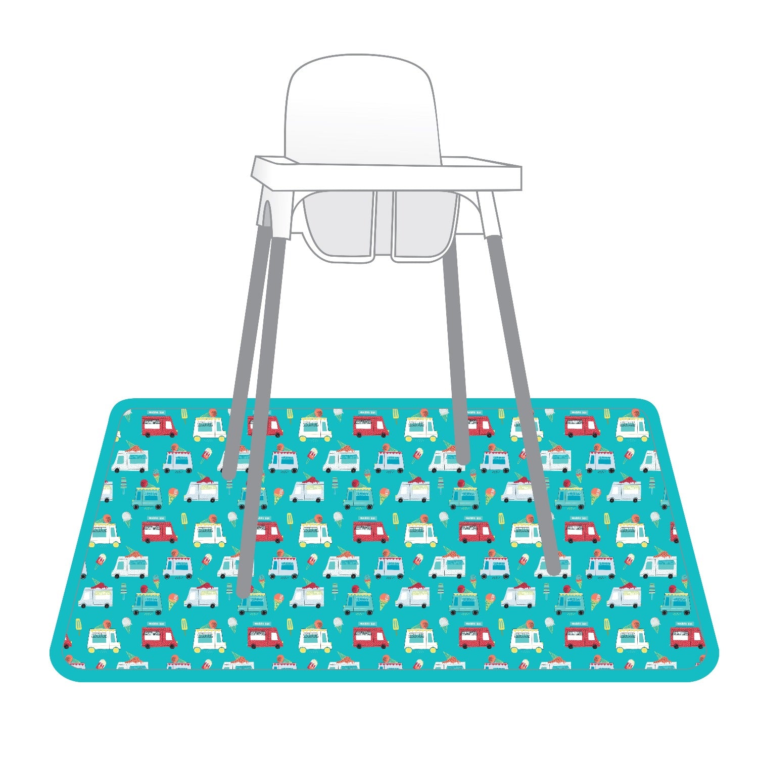 Ice Cream Truck Splash Mat A Waterproof Catch-All for Highchair